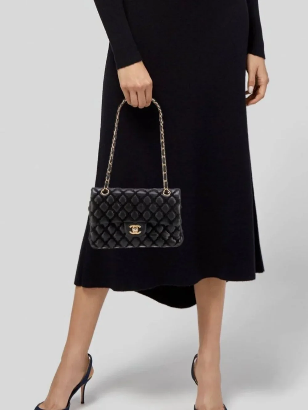 CHANEL *RARE* Matelasse Lambskin x Fabric Double Flap Double Chain Bag